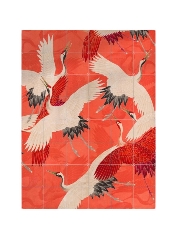 Cuadro Decorativo IXXI Pequeño Kimono with Cranes Red
